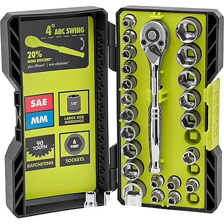 Ryobi 26-Piece Mechanics Ratchet & Socket Set for $19.97