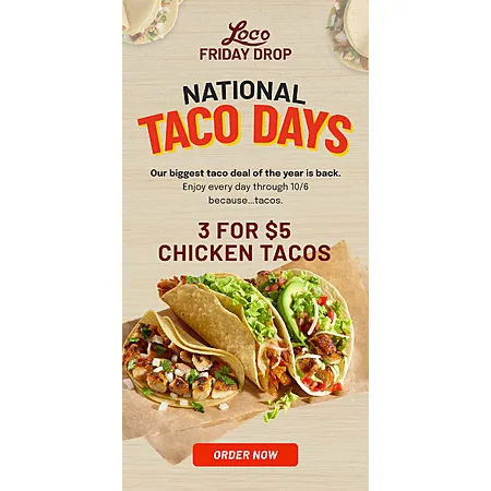 3 Tacos for $5 at El Pollo Loco