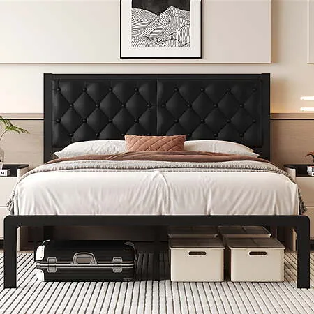 Upholstered Headboard Bed Frame for $84