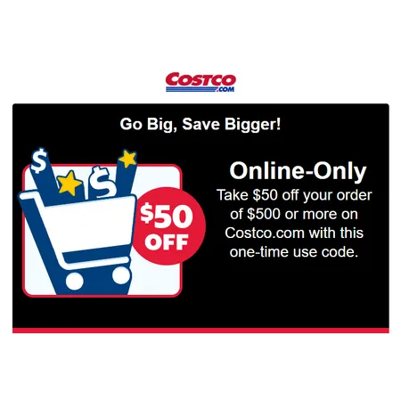 Additional $50 Off on $500+ Purchases at Costco.com