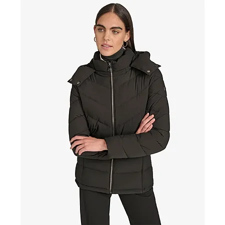 Short Zip Front Puffer Jacket for $39.96