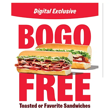 Buy one, get one free on toasted or favorite sandwiches at Jimmy John's