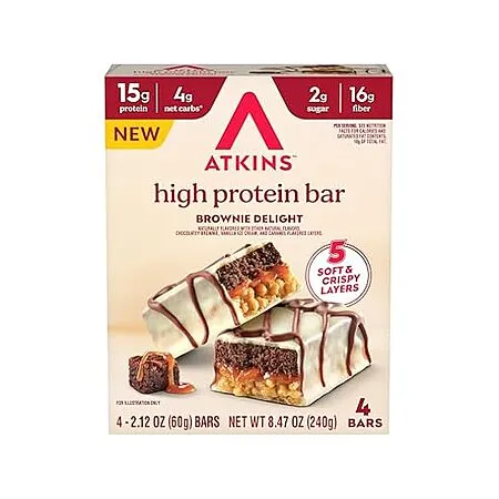 $3.13 for Atkins High Protein Bar, Brownie Delight (4 Bars)